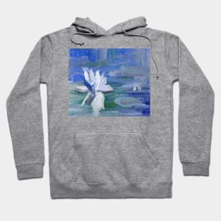 Abstract Oil Painting Waterlily White Blue Hoodie